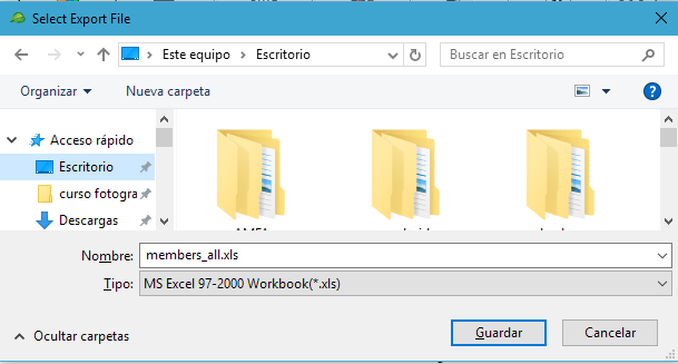 guardar exportacion