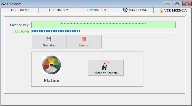 opciones ver licencia